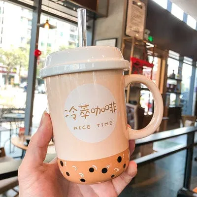 Kawaii Ceramic Coffee Boba Mug