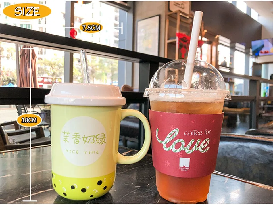 Kawaii Ceramic Coffee Boba Mug