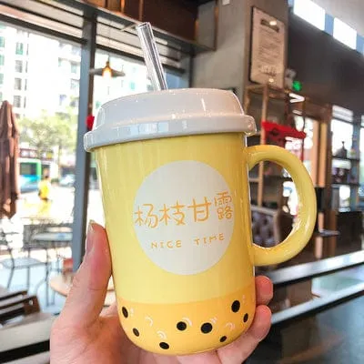 Kawaii Ceramic Coffee Boba Mug