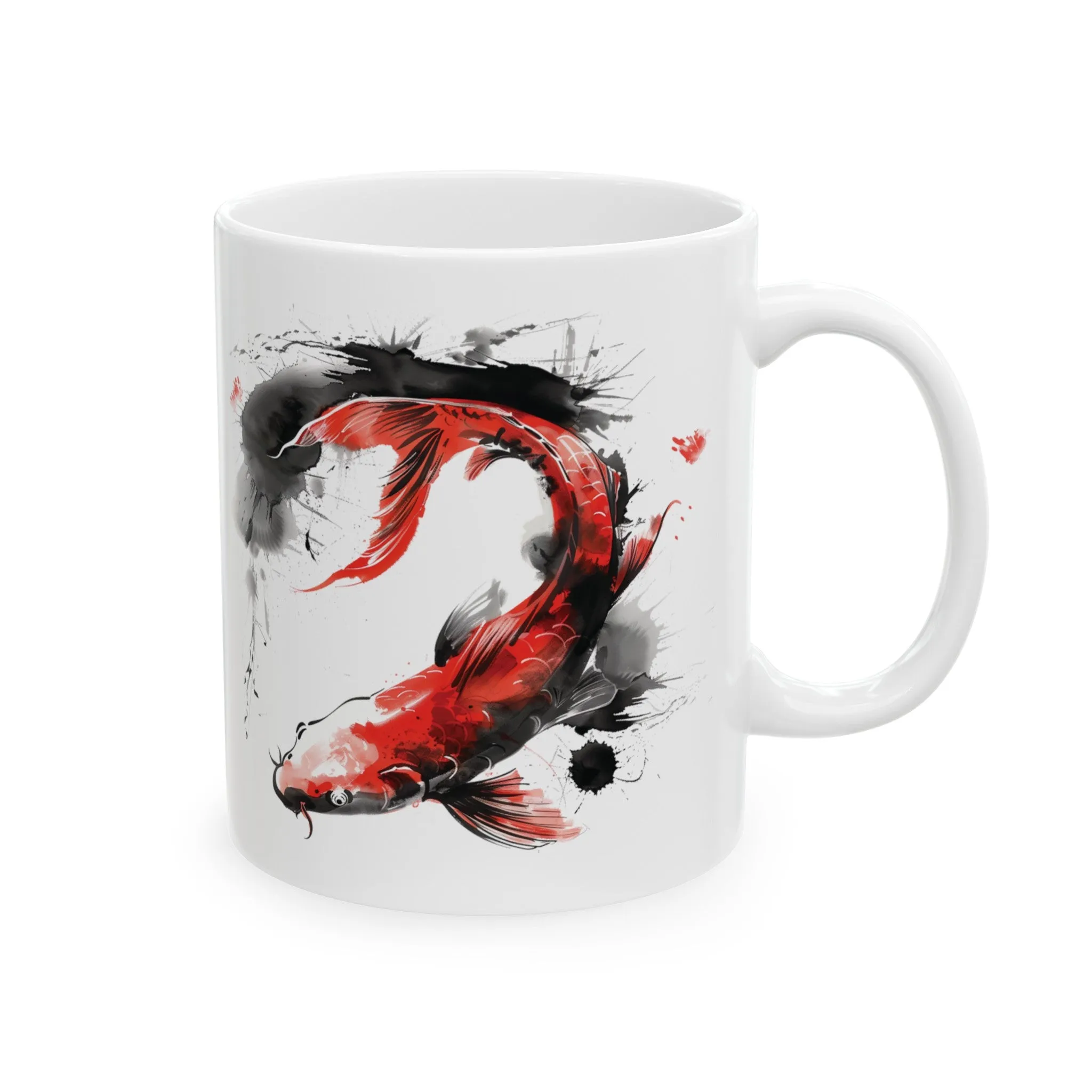 Koi Fish Mug, Aquarium Coffee Mug, Fish Tank Tea Cup, Fish Lover Mug, Pond Fish Mug, Koi Fish Drawing Mug, Aquatic Life Mug, Fish Decor Mug