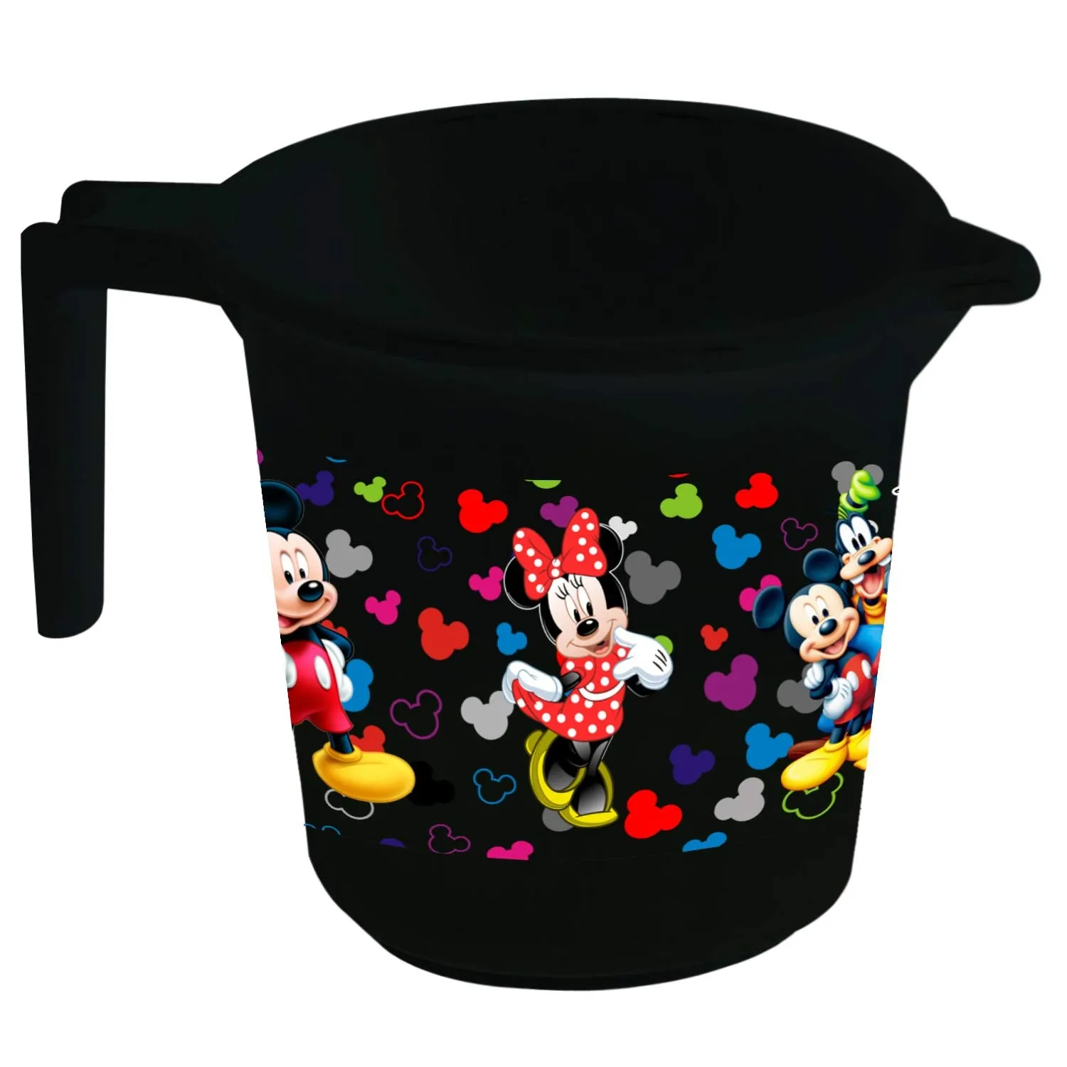 Kuber Industries Disney Team Mickey Print 4 Pieces Unbreakable Strong Plastic Bathroom Mug, 500 ML (Cream & Blue & Black & White) | Cute and Durable Bathroom Mug Set