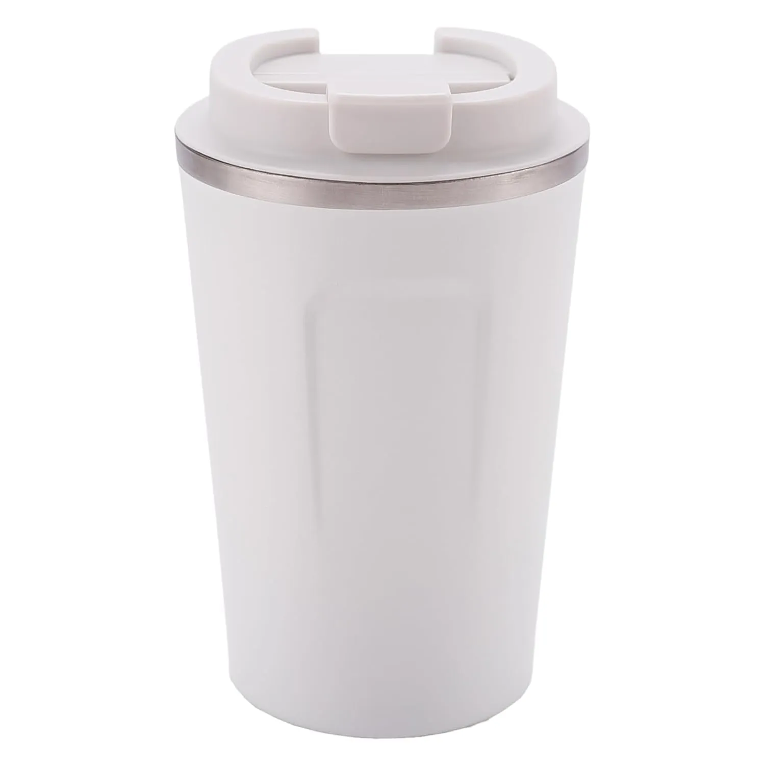 Kuber Industries Stainless Steel Insulated Coffee Cup with Sipper Mouth|Travel Coffee Mug 380 ML-Pack of 4|White|