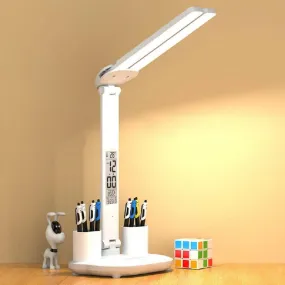 LED Intelligent Digital Display Foldable Desk Lamp, Style: Double Head USB Straight Plug