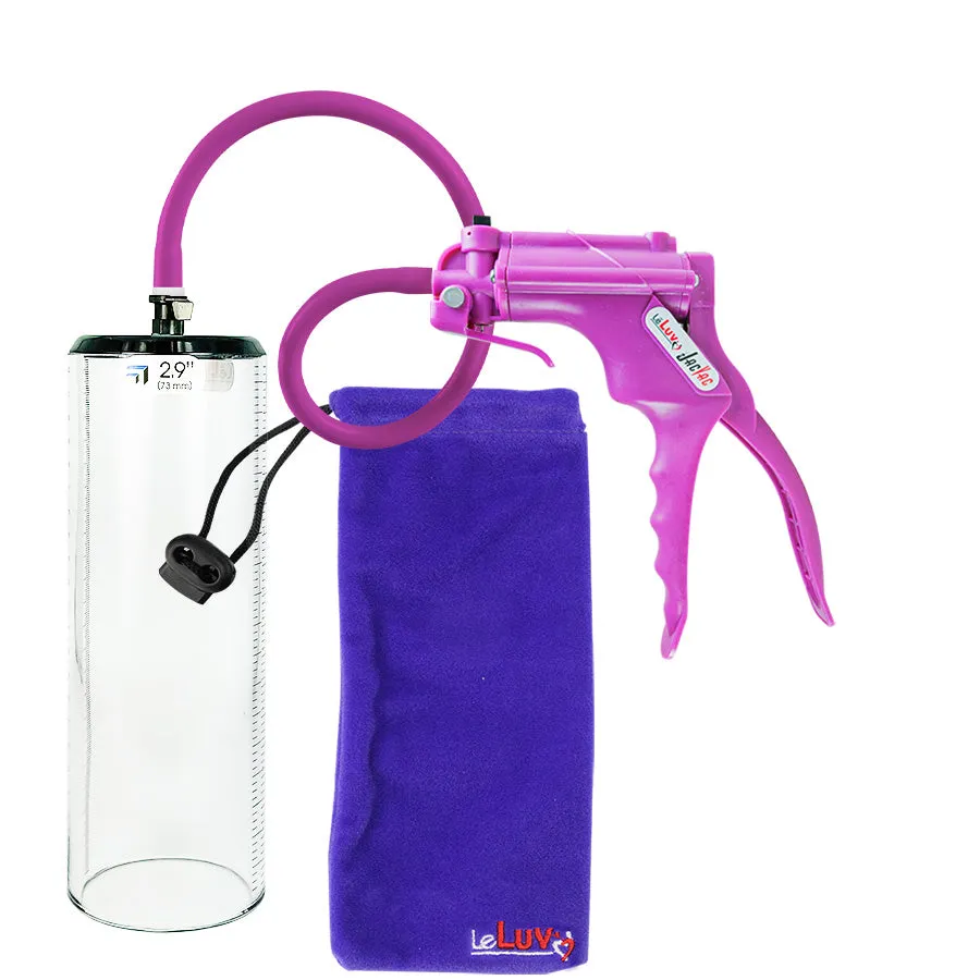 LeLuv JacVac Penis Pump - NPT Gauge Options with Thick-Wall Cylinder - Choose Size & Color