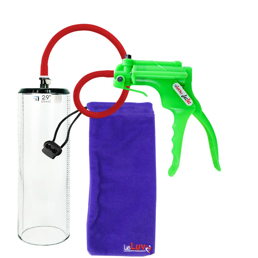 LeLuv JacVac Penis Pump - NPT Gauge Options with Thick-Wall Cylinder - Choose Size & Color