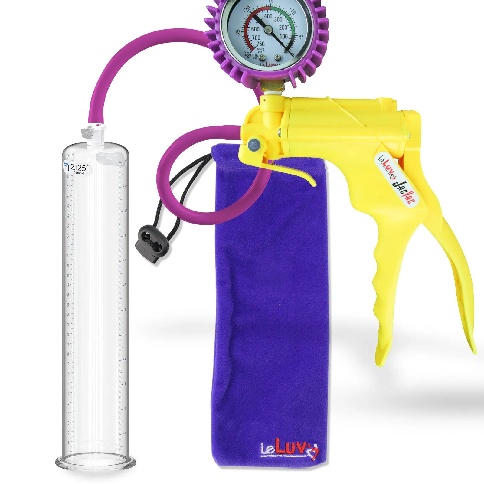 LeLuv JacVac Penis Pump - NPT Handle   Protected Gauge - 12" Round Flange - [Purple-Green Handles on Shopify ONLY]