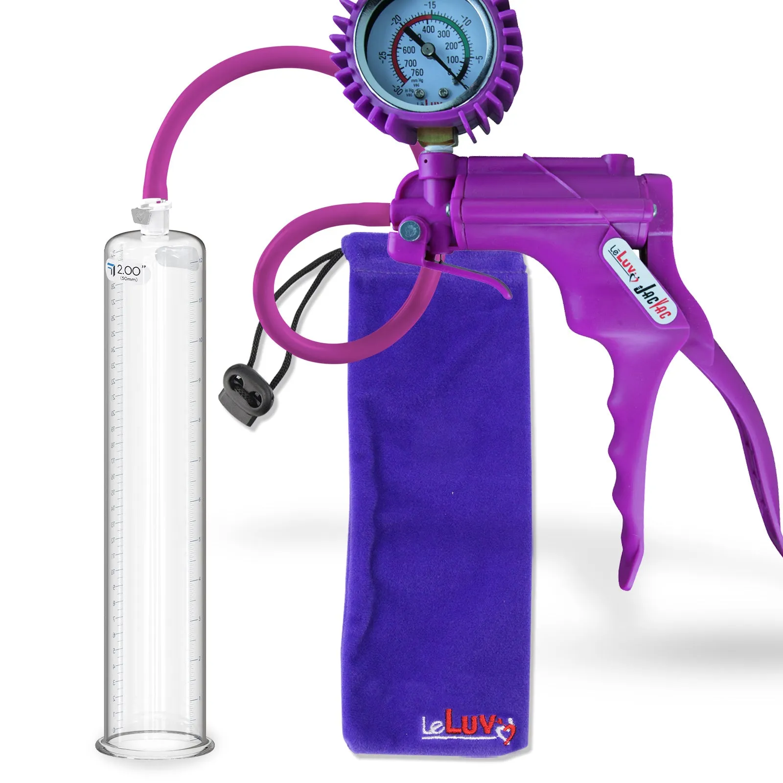 LeLuv JacVac Penis Pump - NPT Handle   Protected Gauge - 12" Round Flange - [Purple-Green Handles on Shopify ONLY]