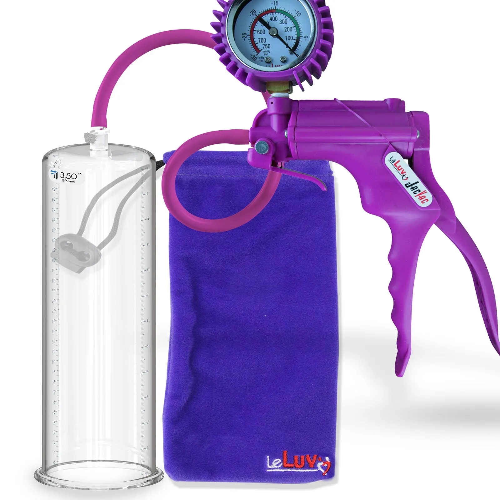 LeLuv JacVac Penis Pump - NPT Handle   Protected Gauge - 12" Round Flange - [Purple-Green Handles on Shopify ONLY]