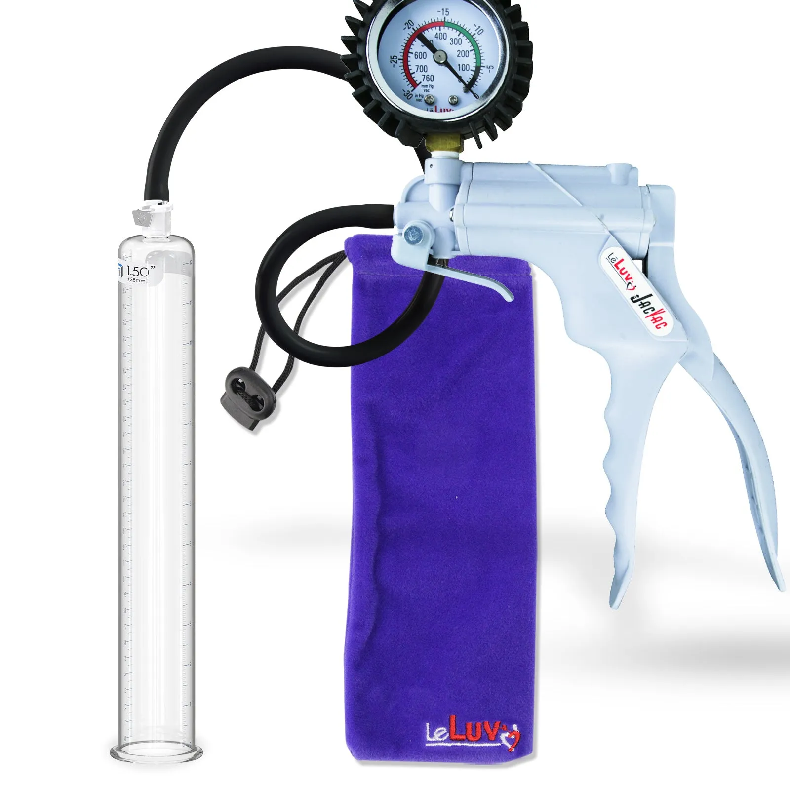 LeLuv JacVac Penis Pump - NPT Handle   Protected Gauge - 12" Round Flange - [Purple-Green Handles on Shopify ONLY]