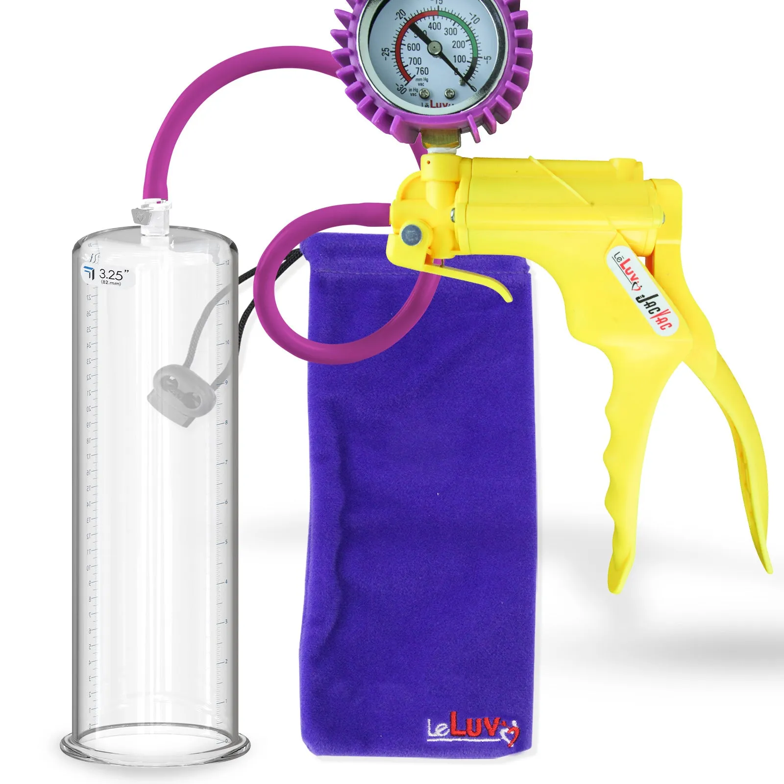 LeLuv JacVac Penis Pump - NPT Handle   Protected Gauge - 12" Round Flange - [Purple-Green Handles on Shopify ONLY]