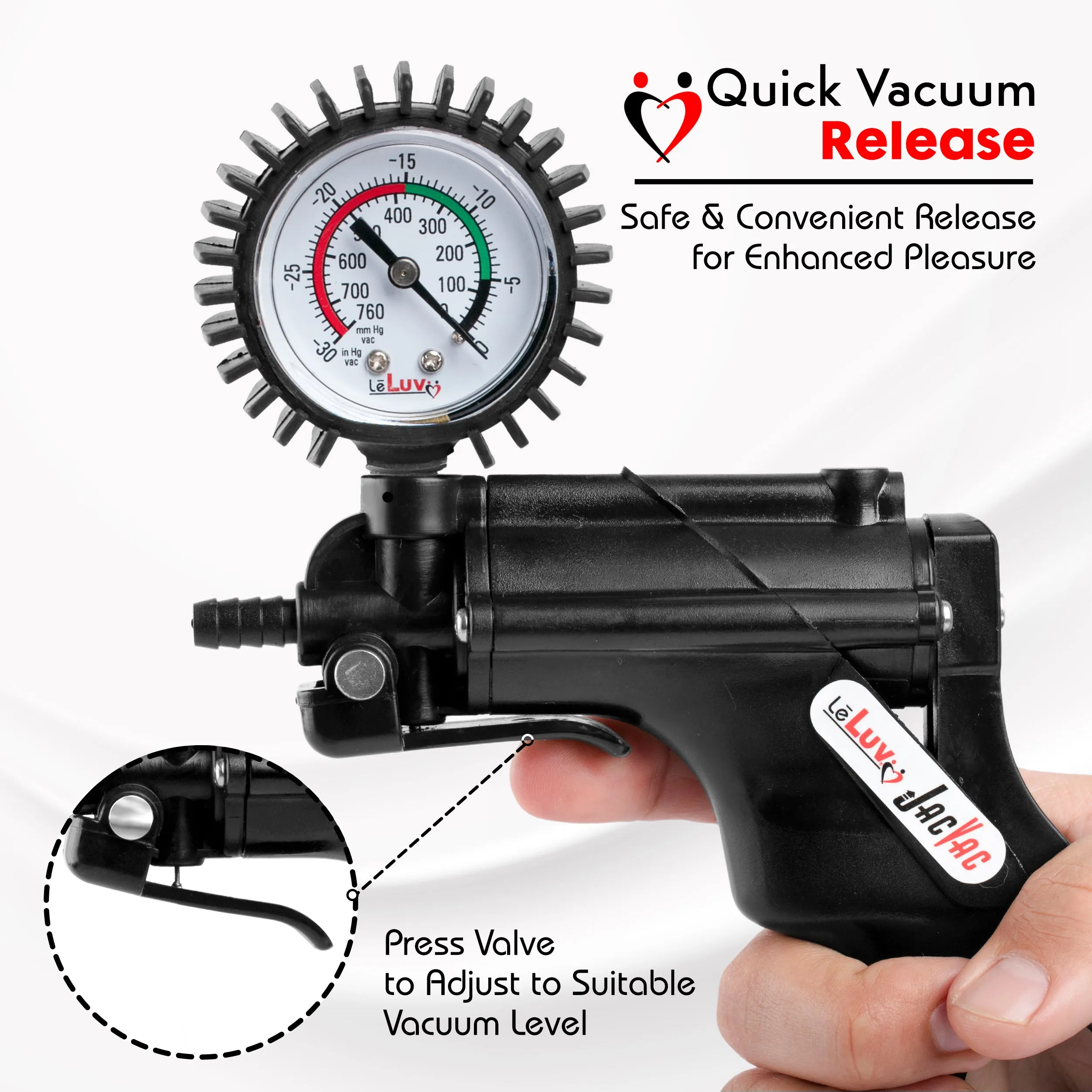 LeLuv JacVac Penis Pump - NPT Threaded Gauge Options - Round Flange Cylinders