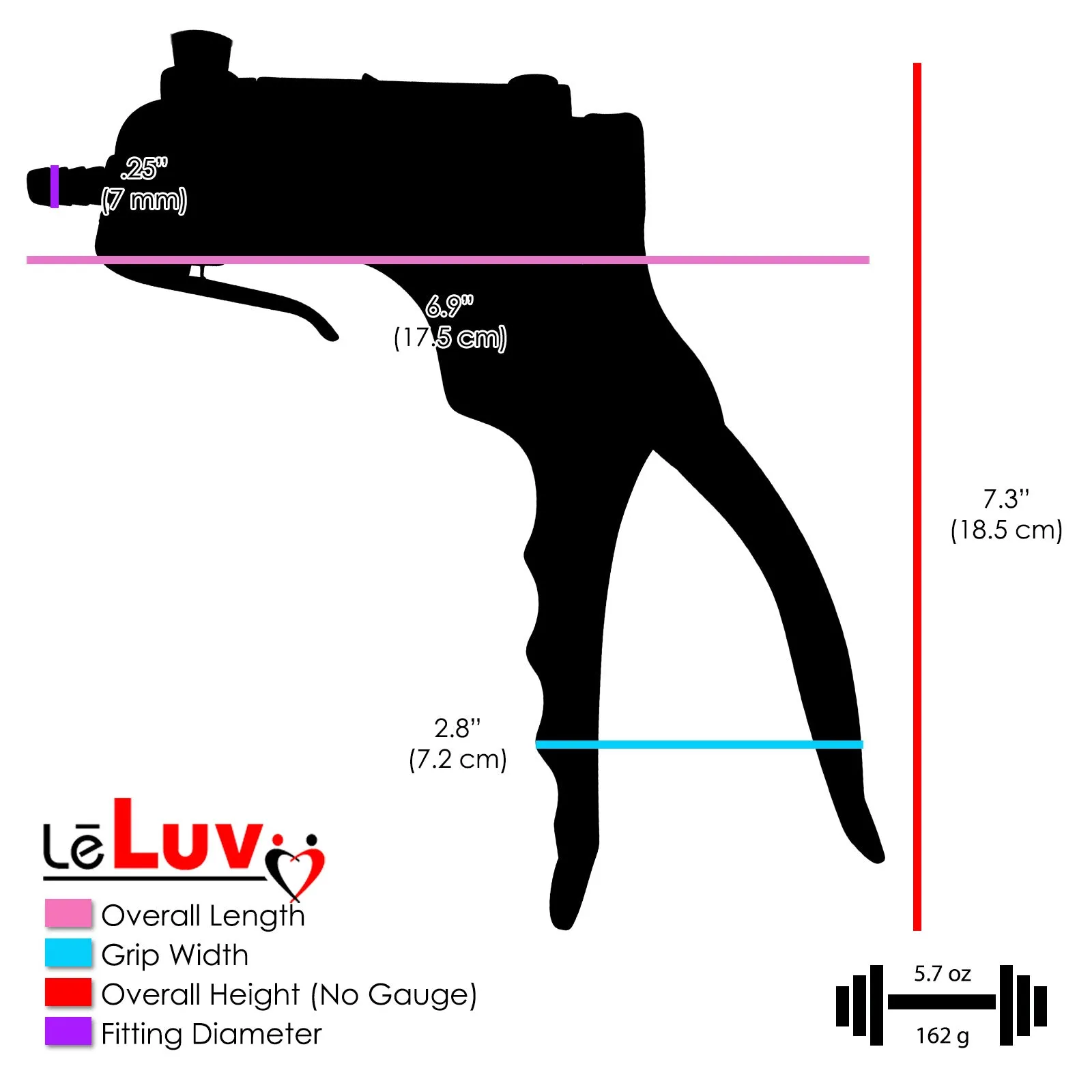 LeLuv JacVac Penis Pump - NPT Threaded Gauge Options - Round Flange Cylinders