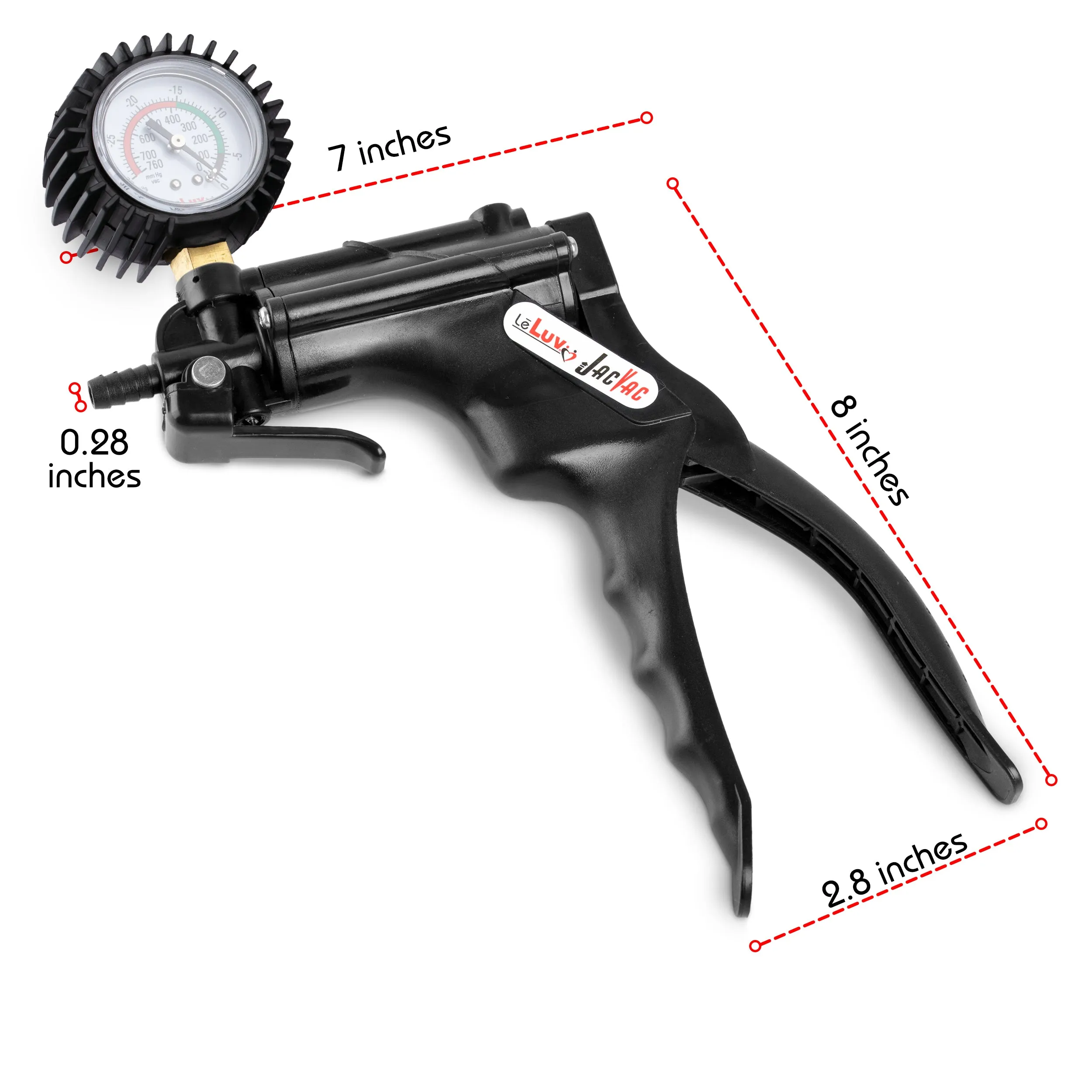 LeLuv JacVac Penis Pump - NPT Threaded Gauge Options - Round Flange Cylinders