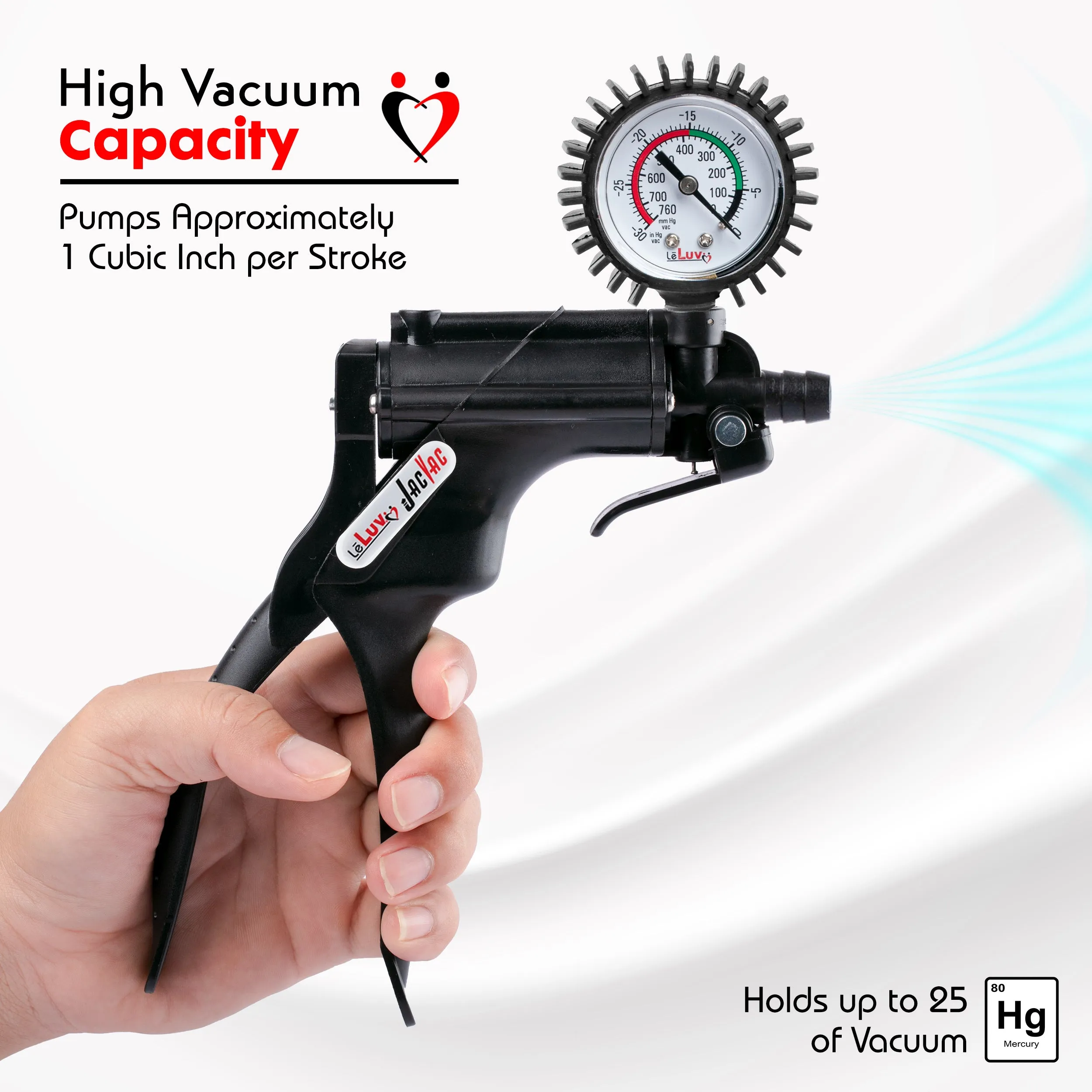 LeLuv JacVac Penis Pump - NPT Threaded Gauge Options - Round Flange Cylinders