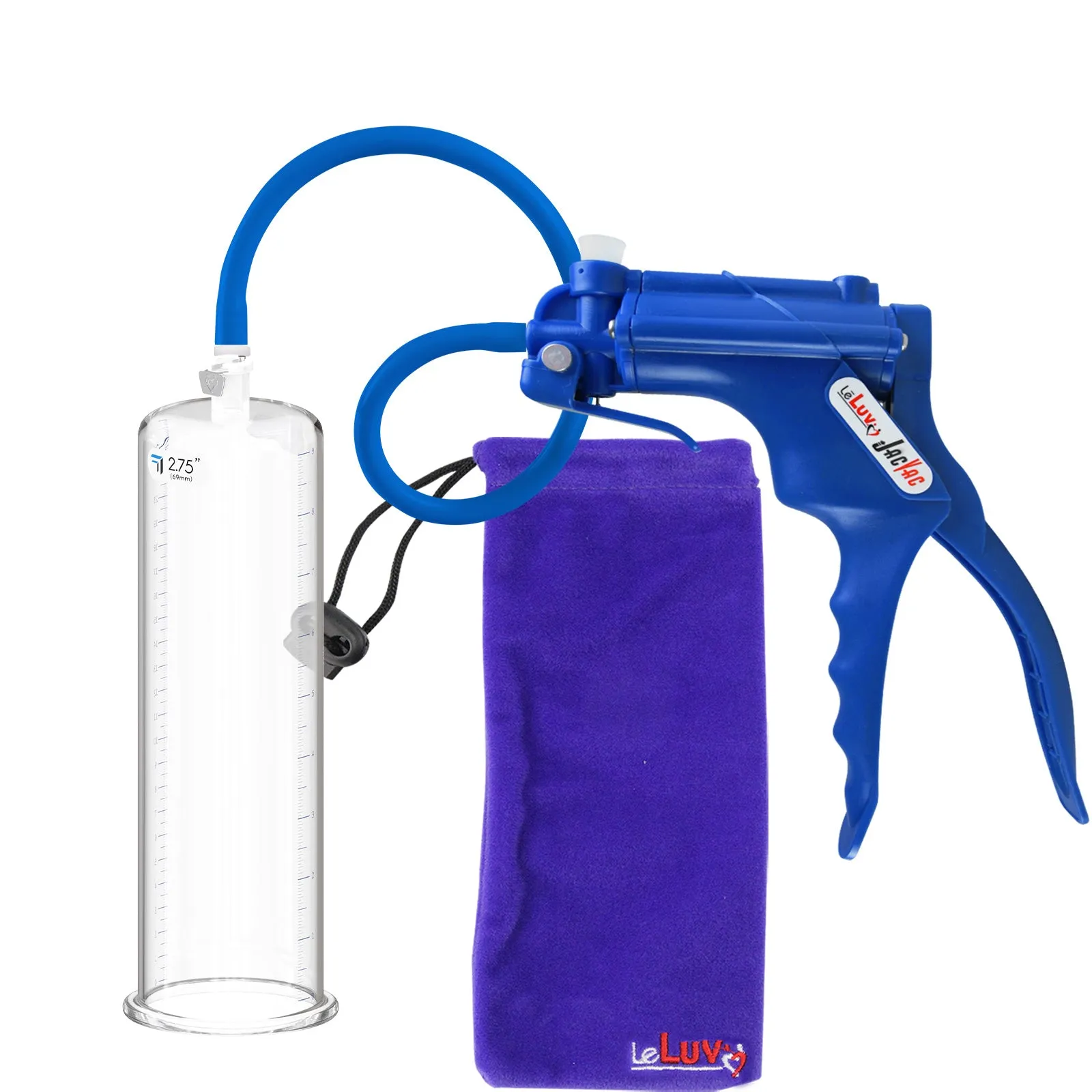 LeLuv JacVac Penis Pump with Swivel Gauge Options - Choose Round Flange Cylinder