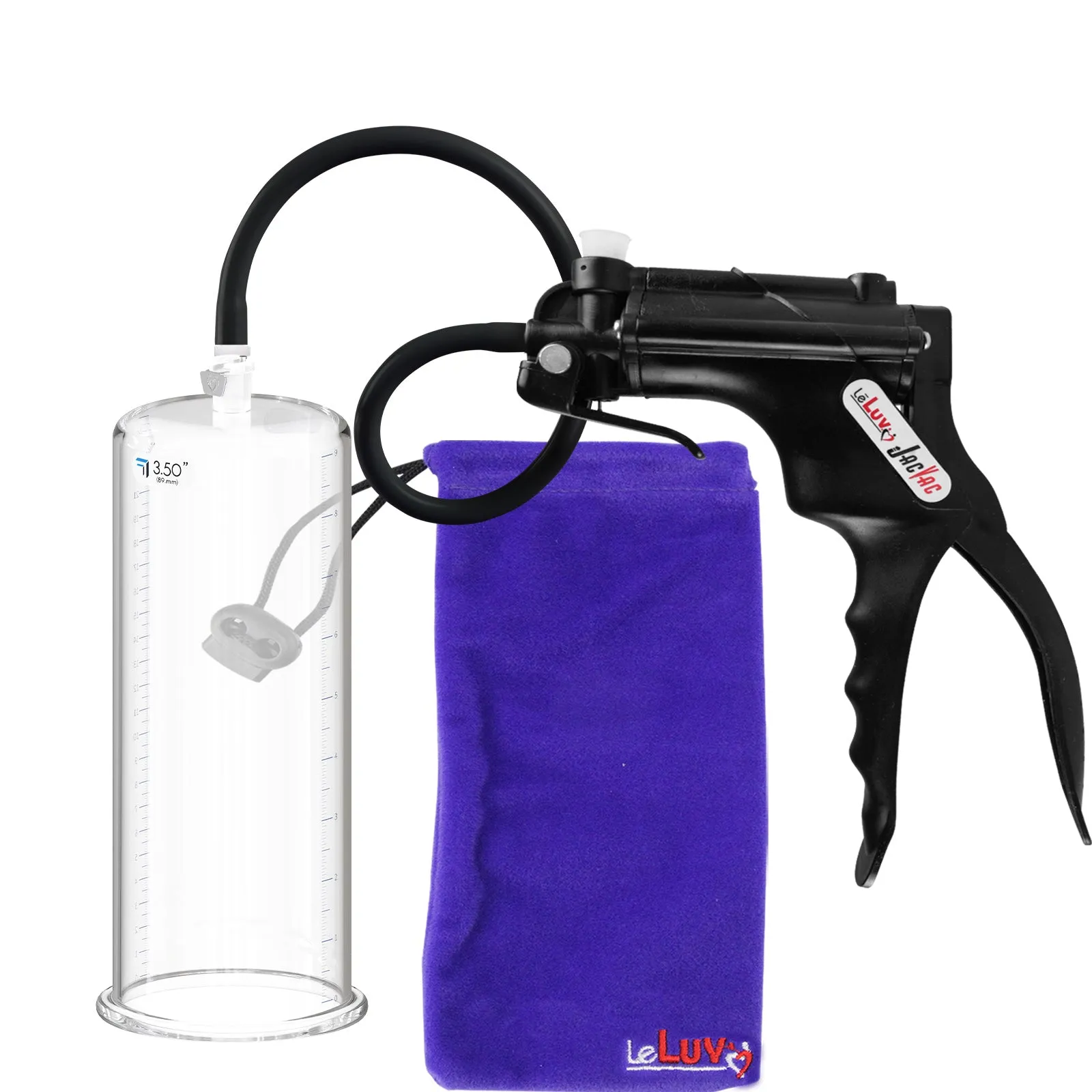 LeLuv JacVac Penis Pump with Swivel Gauge Options - Choose Round Flange Cylinder