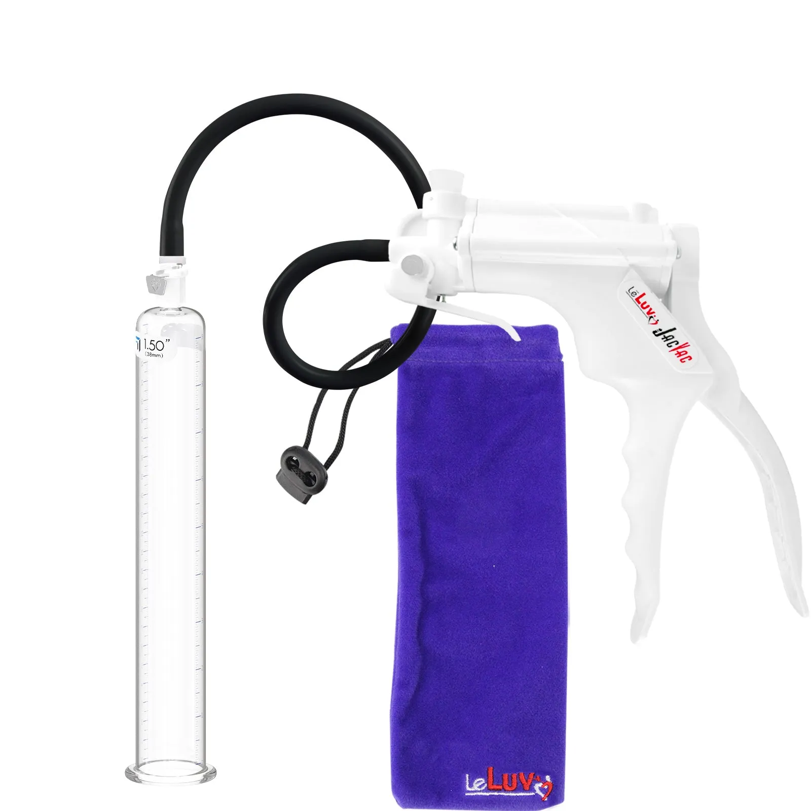 LeLuv JacVac Penis Pump with Swivel Gauge Options - Choose Round Flange Cylinder