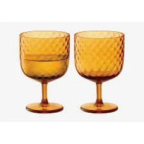 Lsa Dapple Wine Glass Sun Amber X 2