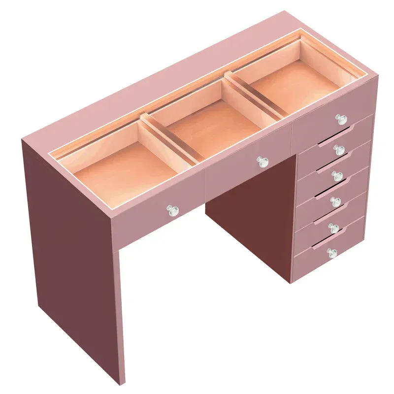 LUXE Vanity Desk with 8 Storage Drawers, LED Lighting & USB Charging