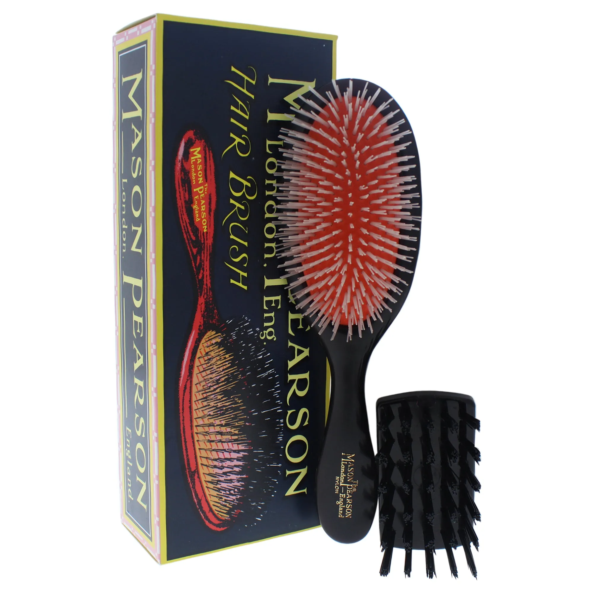 Mason Pearson Handy Nylon Brush - N3 Dark Ruby By Mason Pearson For Unisex - 2 Pc Hair Brush And Cleaning Brush  2 Pc