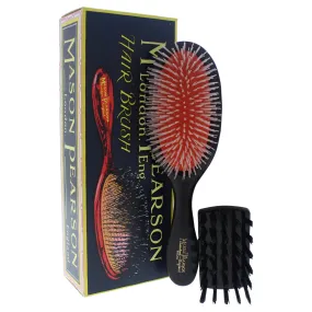 Mason Pearson Handy Nylon Brush - N3 Dark Ruby By Mason Pearson For Unisex - 2 Pc Hair Brush And Cleaning Brush  2 Pc