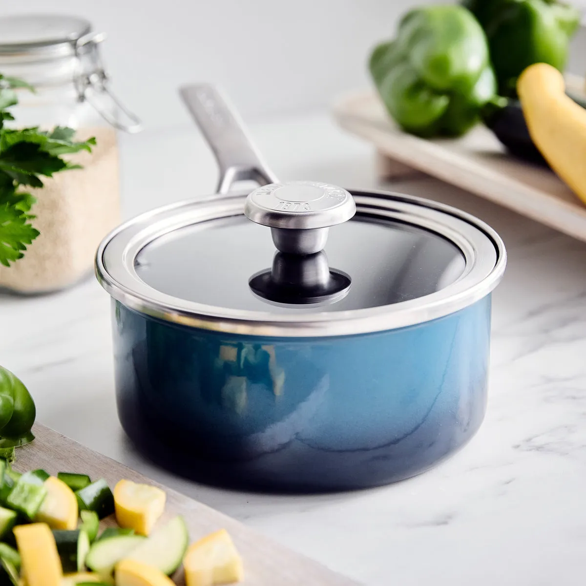 Merten & Storck Steel Core Enameled 1.5-Quart Saucepan with Lid | Aegean Teal