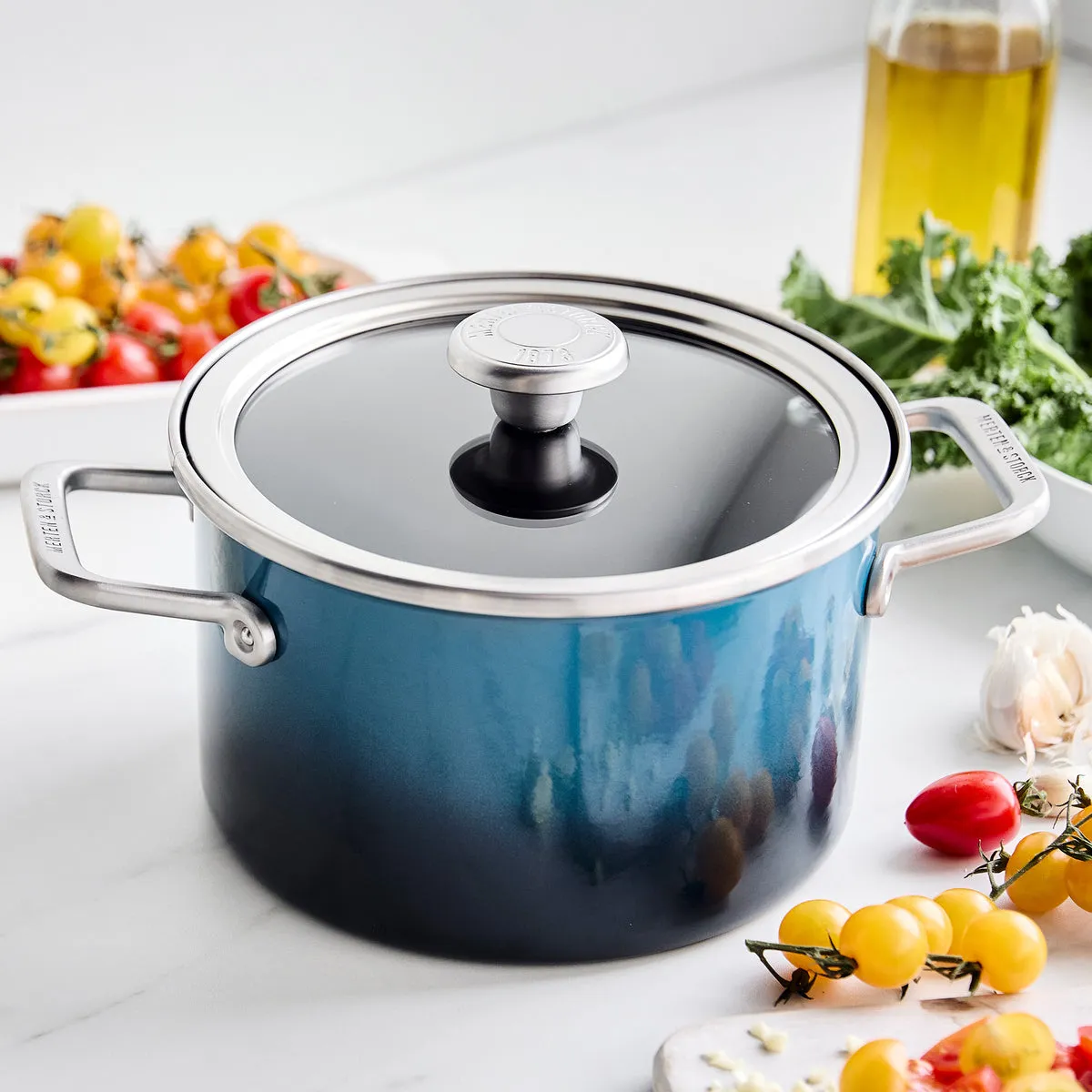 Merten & Storck Steel Core Enameled 4-Quart Stockpot with Lid | Aegean Teal