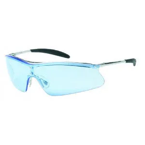 Metal Frame And Temples - Light Blue Lens - Rubber Temple Tips Safety Glasses