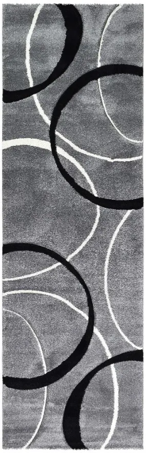 Millard 798 Light Grey Black Runner Rug by Austex