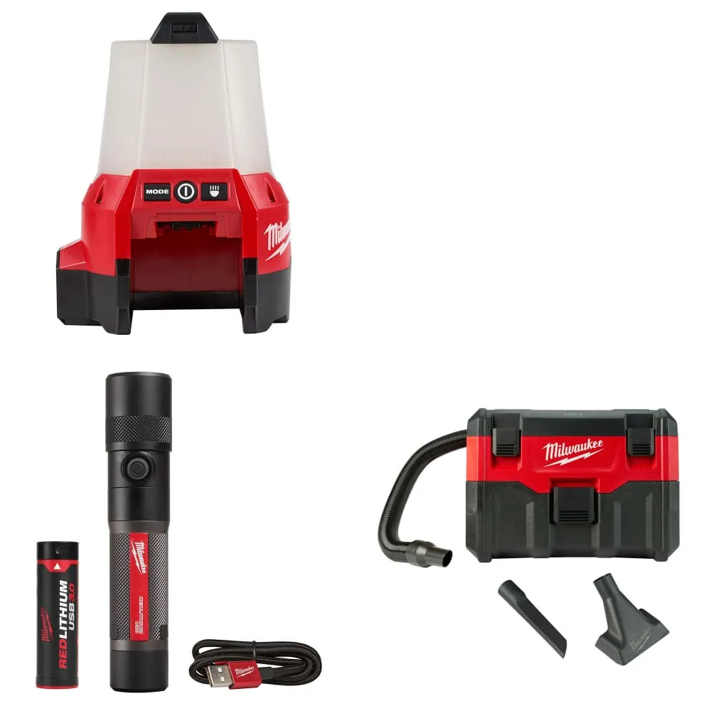 Milwaukee 2144-20 M18 Compact Site Light w/ 2161-21 Flashlight & FREE 18V Vacuum