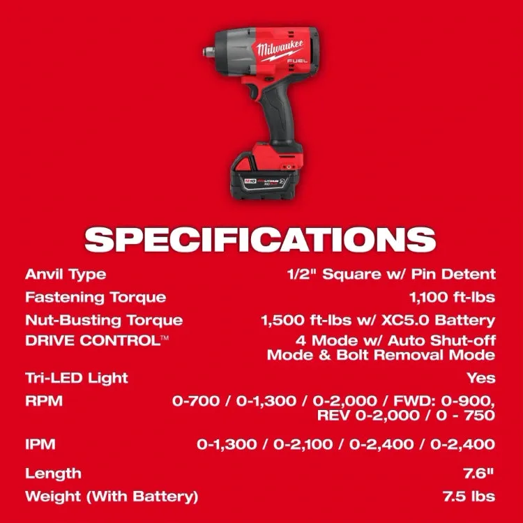 Milwaukee 2967-21B M18 FUEL™ 1/2" High Torque Impact Wrench w/ Friction Ring Kit