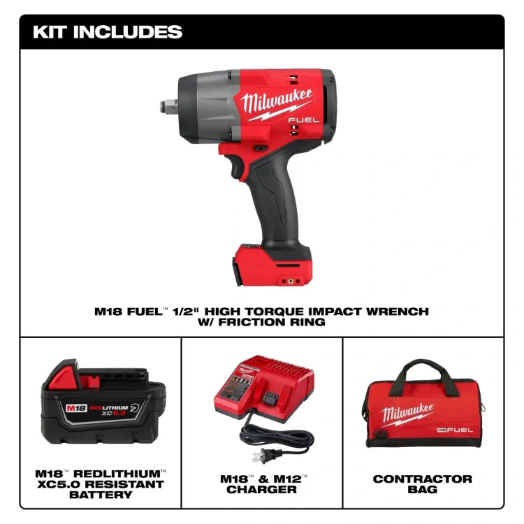 Milwaukee 2967-21B M18 FUEL™ 1/2" High Torque Impact Wrench w/ Friction Ring Kit