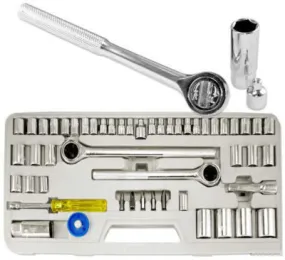 New 52 Piece SAE and Metric Socket Wrench Tool Set Kit