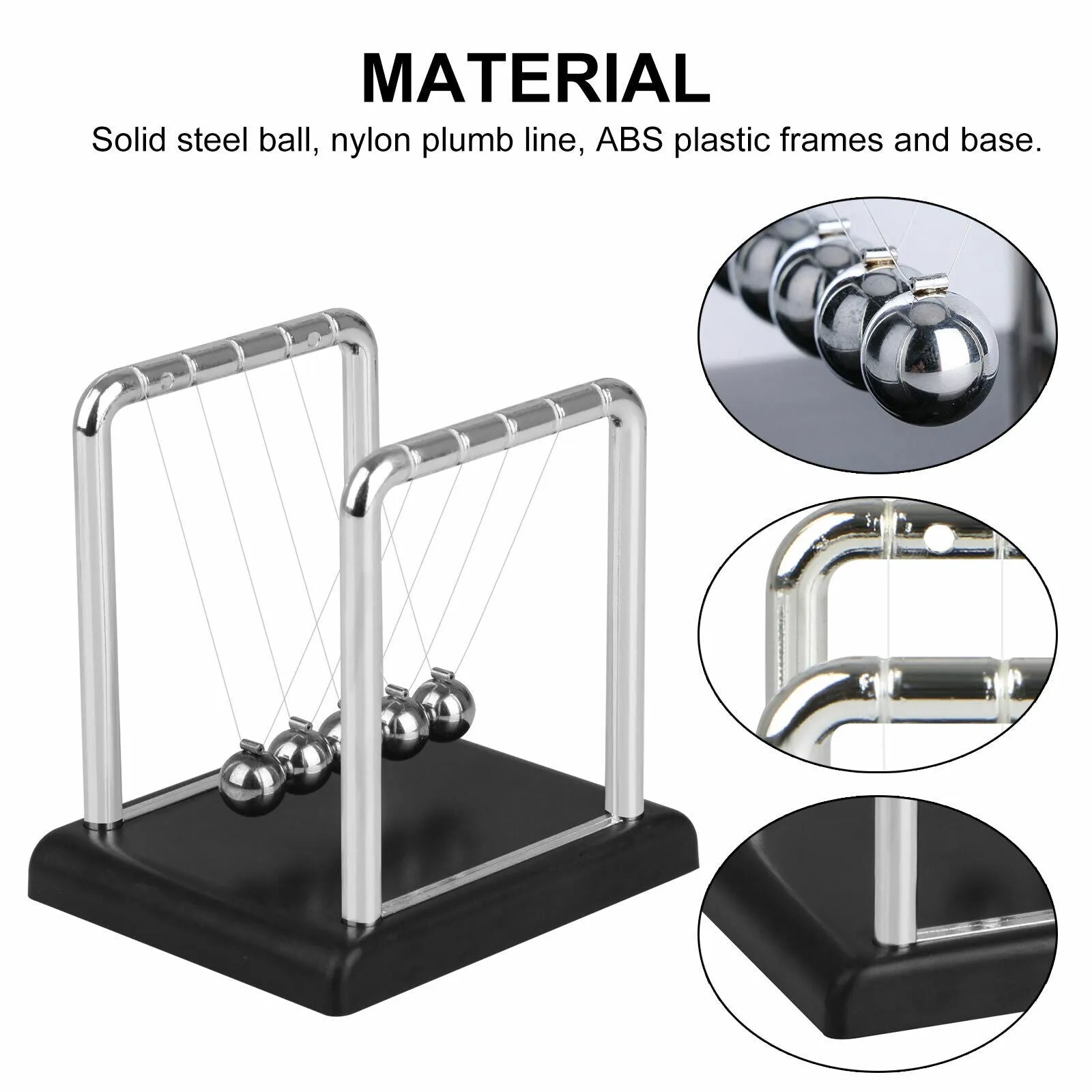 Newtons Cradle Steel Balance Ball Physics Science Pendulum Early Development Educational Desktop Toy Gift Office DecorationNewtons Cradle Pendulum Balance Ball Perpetual Motion Physics Decor Gift