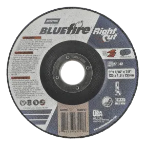 Norton 5 x 1/16 x 7/8 In. BlueFire RightCut Cutting Wheel 36 Q T27/42 25 Count