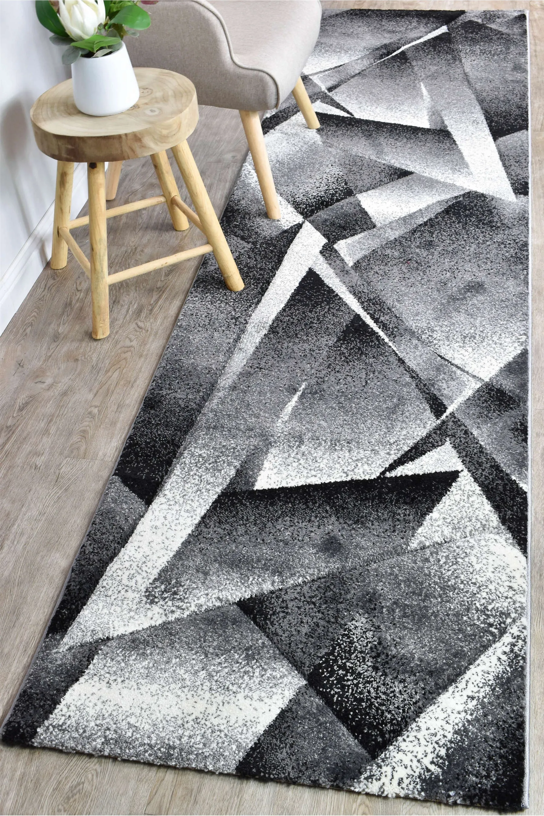 Nova 54B Light Grey Dark Grey Runner Rug by Austex