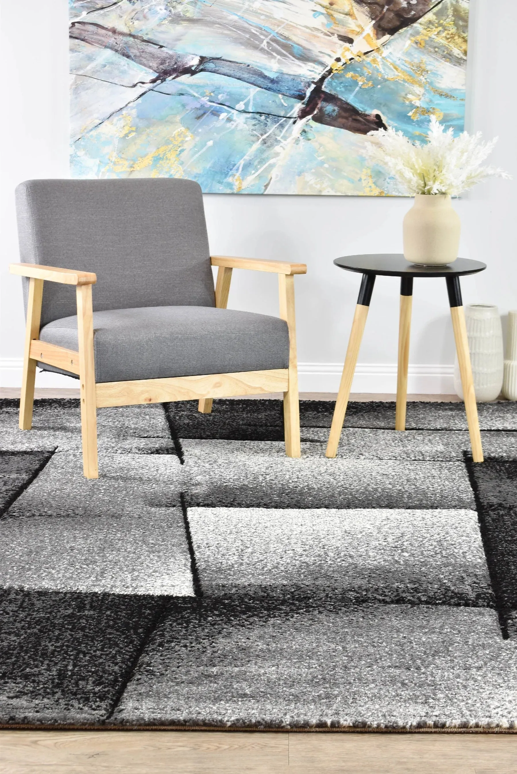 Nova 97A Light Grey Dark Grey Rug by Austex