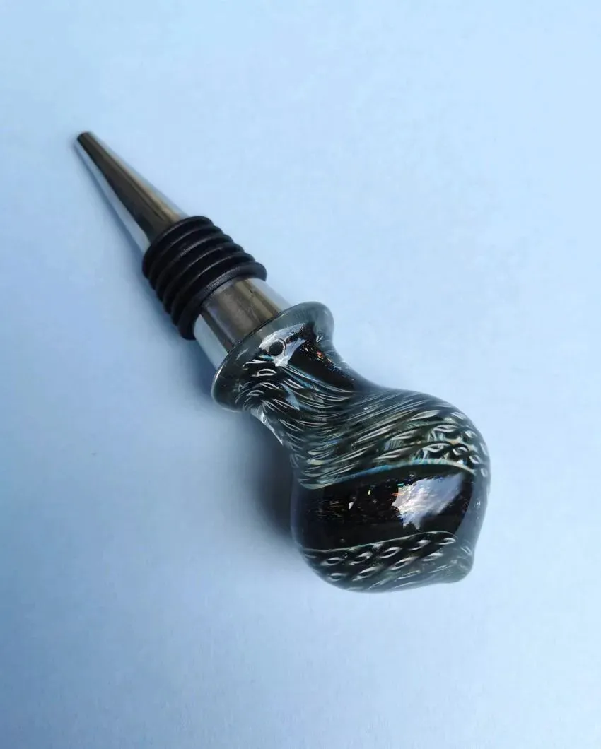 Nuria Dichroic Handblown Glass Wine Stopper | 1 x 6 inches