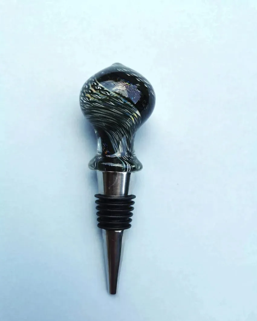 Nuria Dichroic Handblown Glass Wine Stopper | 1 x 6 inches