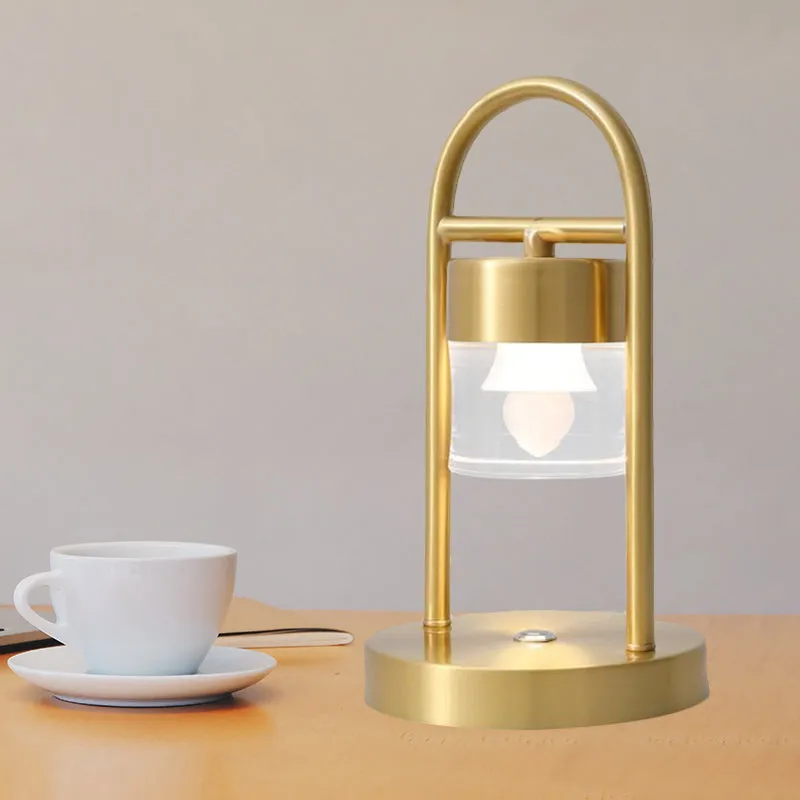 Nusakan - Simplicity Clear Glass LED Desk Light with U-Shaped Metal Frame - Gold