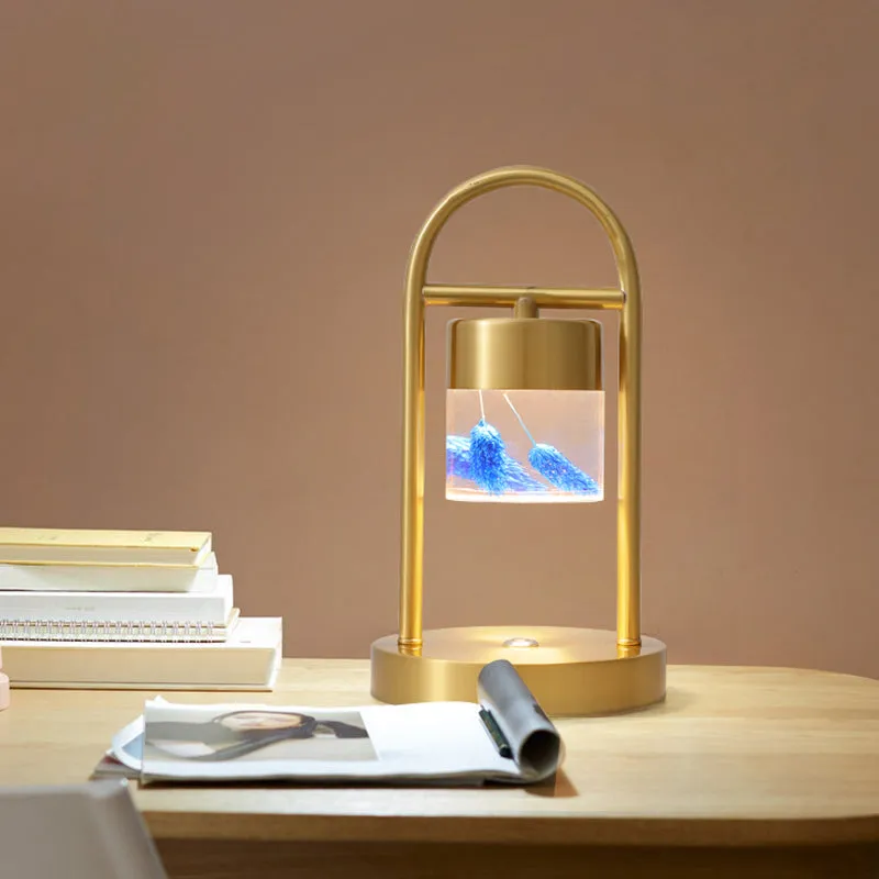 Nusakan - Simplicity Clear Glass LED Desk Light with U-Shaped Metal Frame - Gold