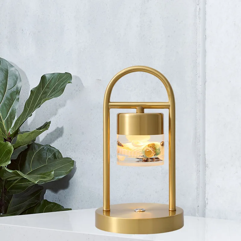 Nusakan - Simplicity Clear Glass LED Desk Light with U-Shaped Metal Frame - Gold