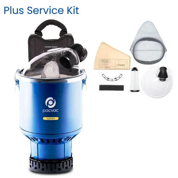 Pacvac Superpro Commercial Backpack Vacuum Cleaner Plus Service Kit