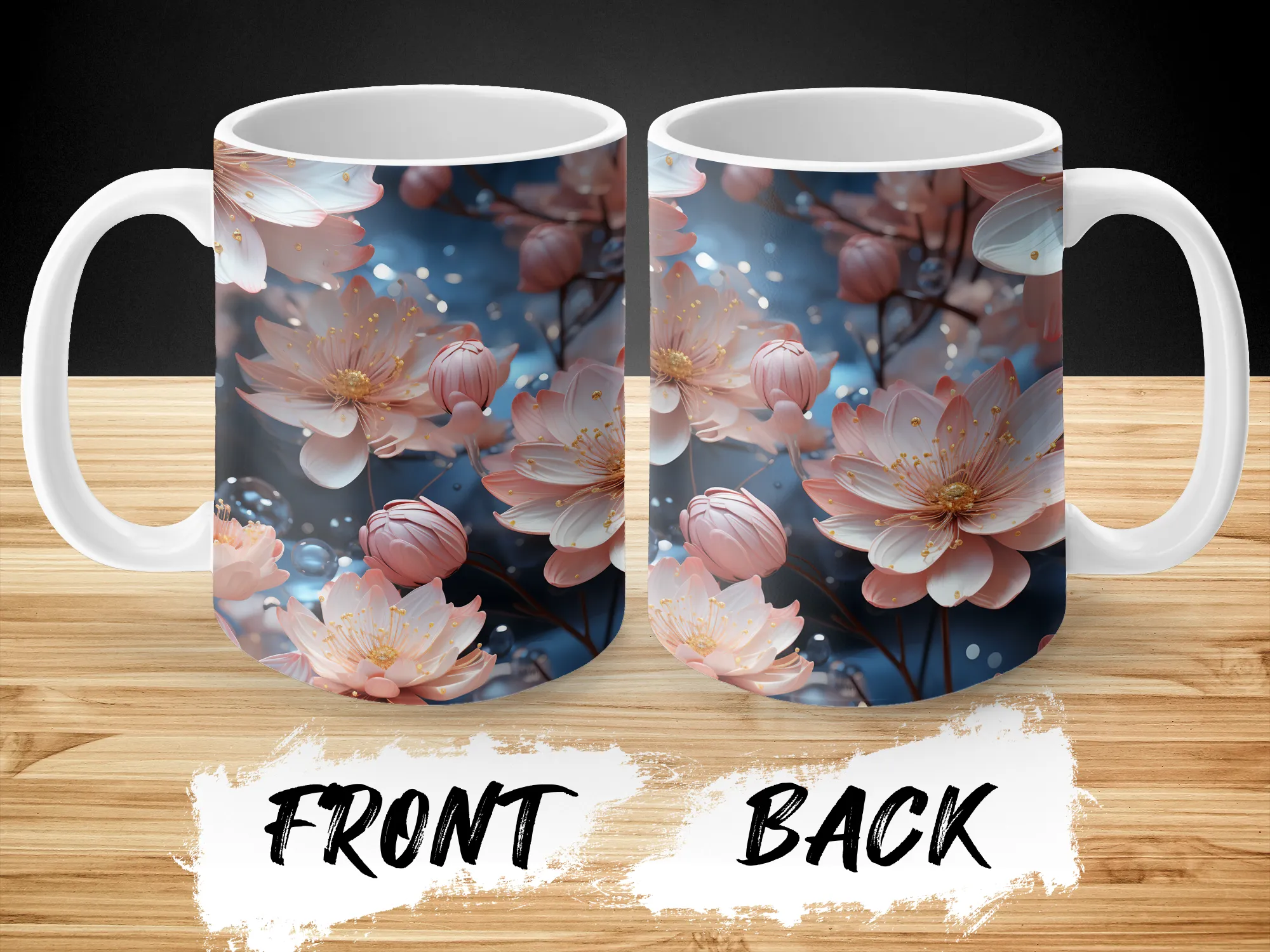 Peach Wildflowers Design Coffee Mug, Flower Mug, Peach Mug Ceramic, Peach Gift, Flower Gift for Women, Nature Lover Gift