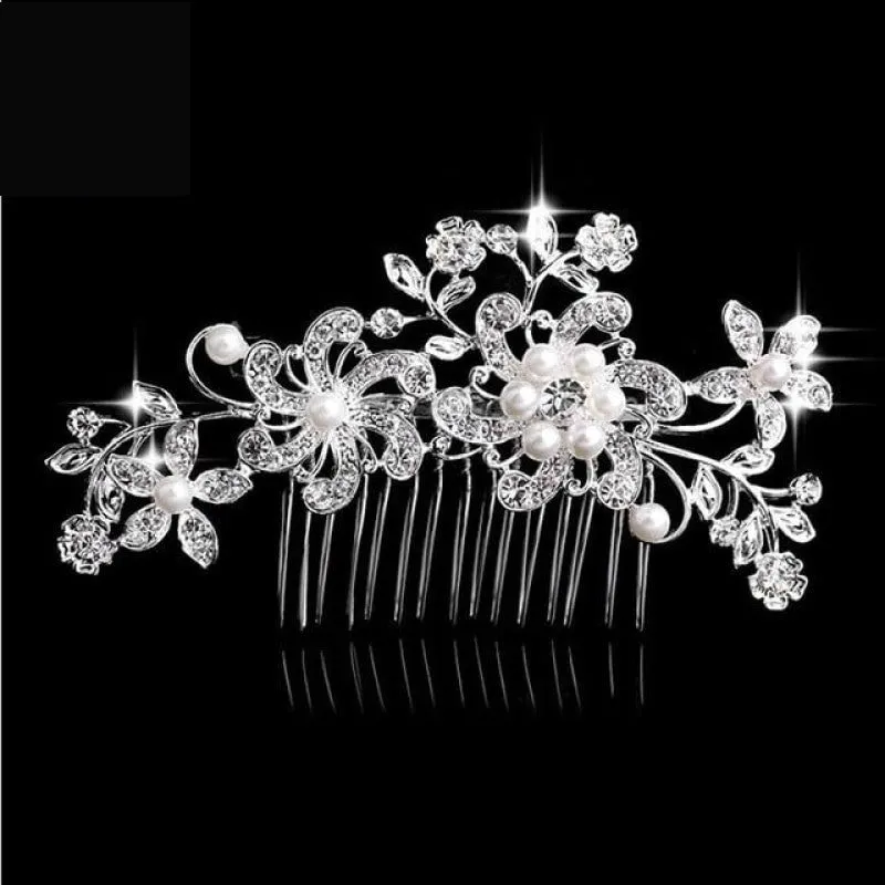 Pearl Crystal Wedding Hair Floral Bridal Hair Combs Accessories