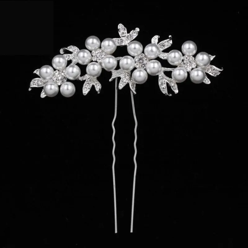 Pearl Crystal Wedding Hair Floral Bridal Hair Combs Accessories