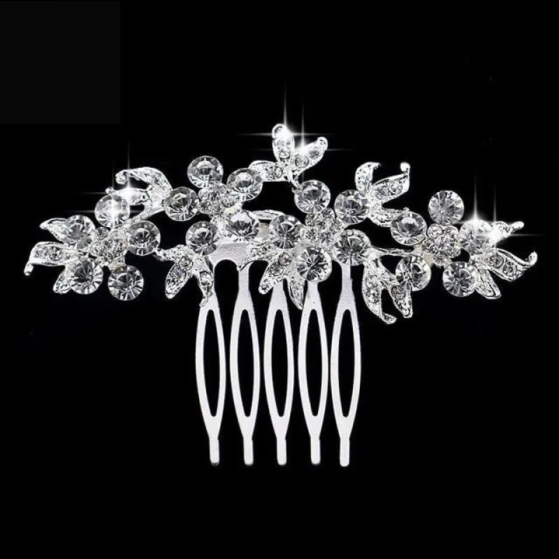 Pearl Crystal Wedding Hair Floral Bridal Hair Combs Accessories