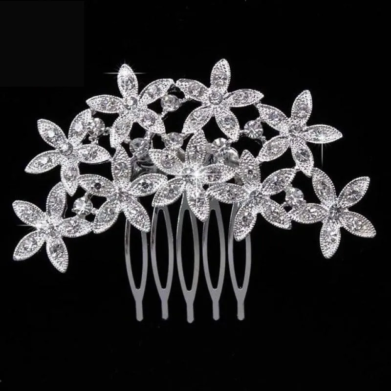 Pearl Crystal Wedding Hair Floral Bridal Hair Combs Accessories