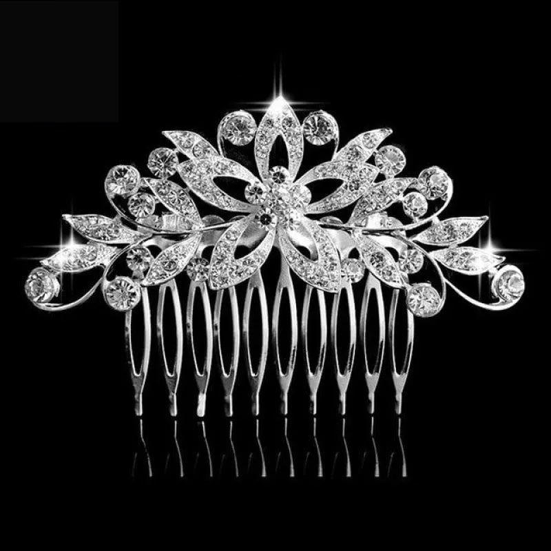 Pearl Crystal Wedding Hair Floral Bridal Hair Combs Accessories