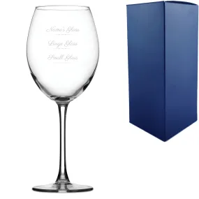 Personalised Engraved Enoteca Wine Glass with Name's Glass Script Measurements Design, Customise with Any Name